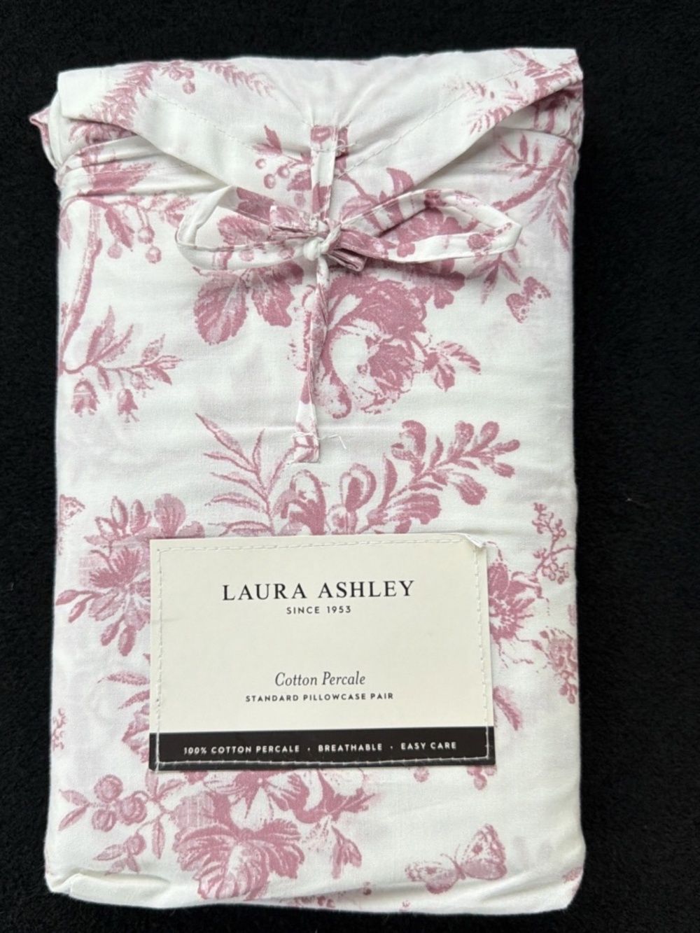 2 pc Laura Ashley Walled Garden Standard Pillowcases (1 Pair) Mauve/ Pink Floral
